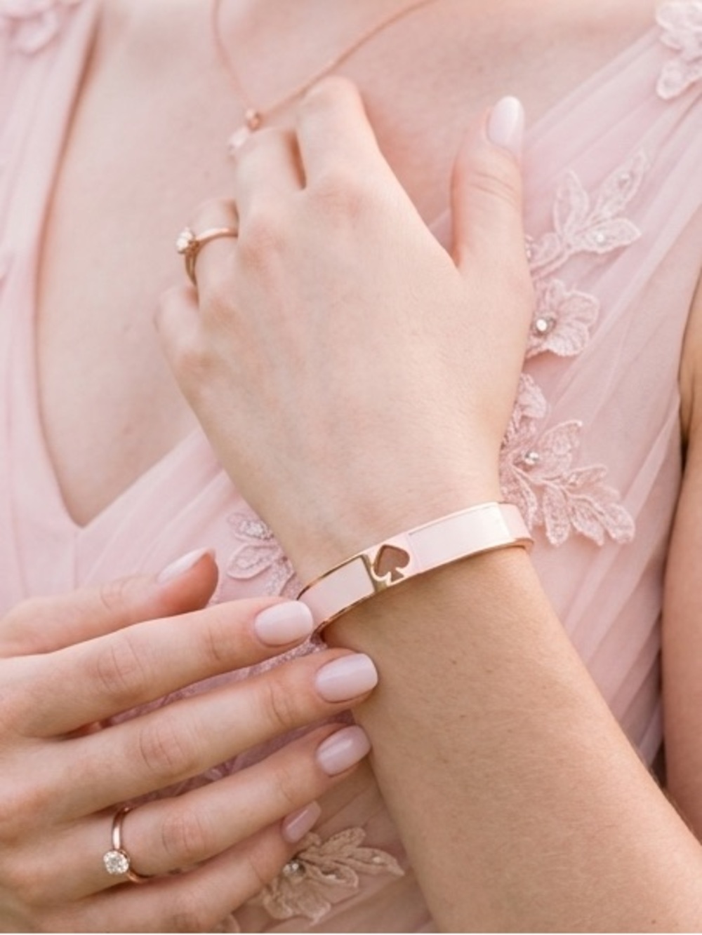 Kate Spade ✨RARE✨ Rose Gold ✨Wide Enamel✨ Bangle Bracelet ✨Bridal Pink